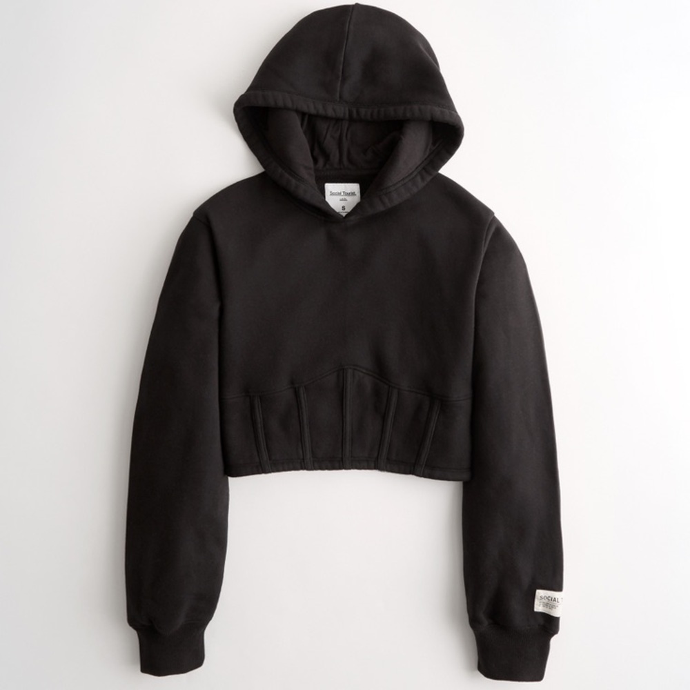 Social Tourist Crop Corset Detail Sweater Black XS
